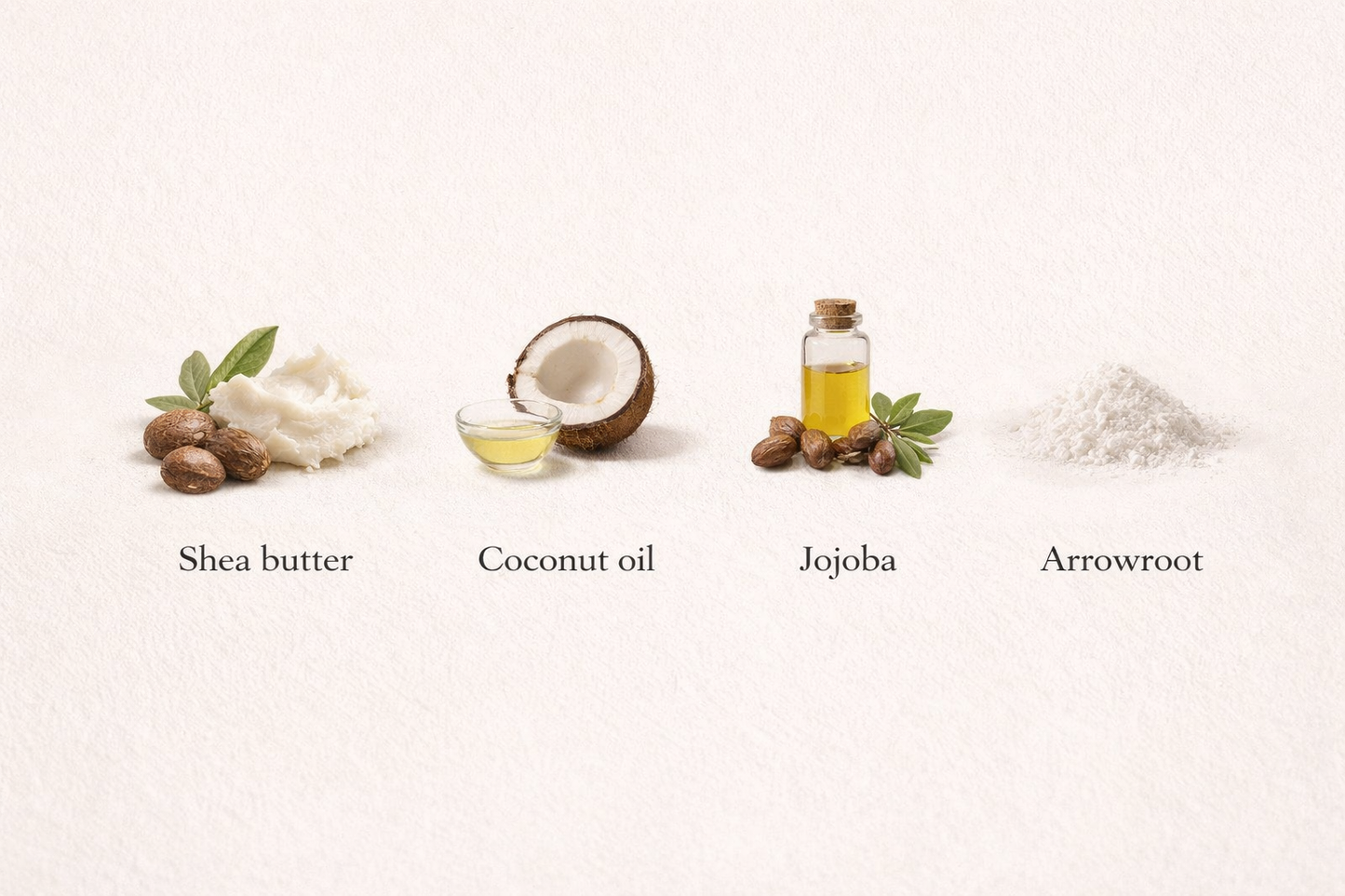 ingredients used in solo;sun ;REFLECT whipped body butter shea butter coconut oil jojoba oil arrowroot powder. 