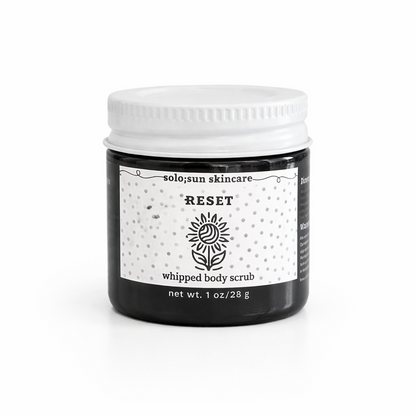 solo;sun skincare ;RESET whipped body scrub mini 1 oz exfoliating sugar scrub